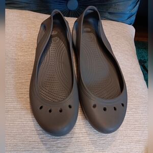 Women's CROCS  Brown Rubber Kadee Mary Jane Flats Sandal Size US 11